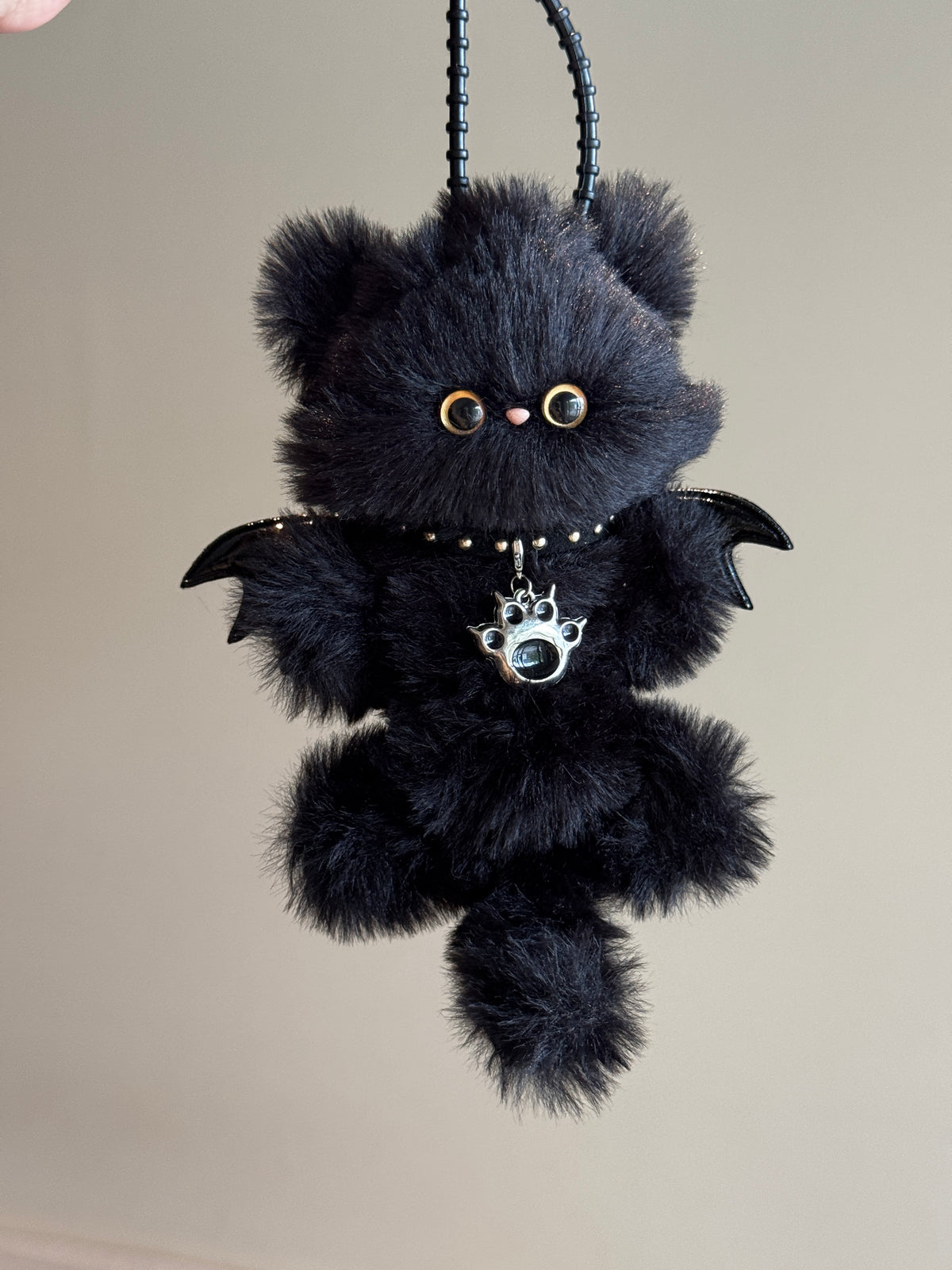Black Bat Cat Plush Keychain