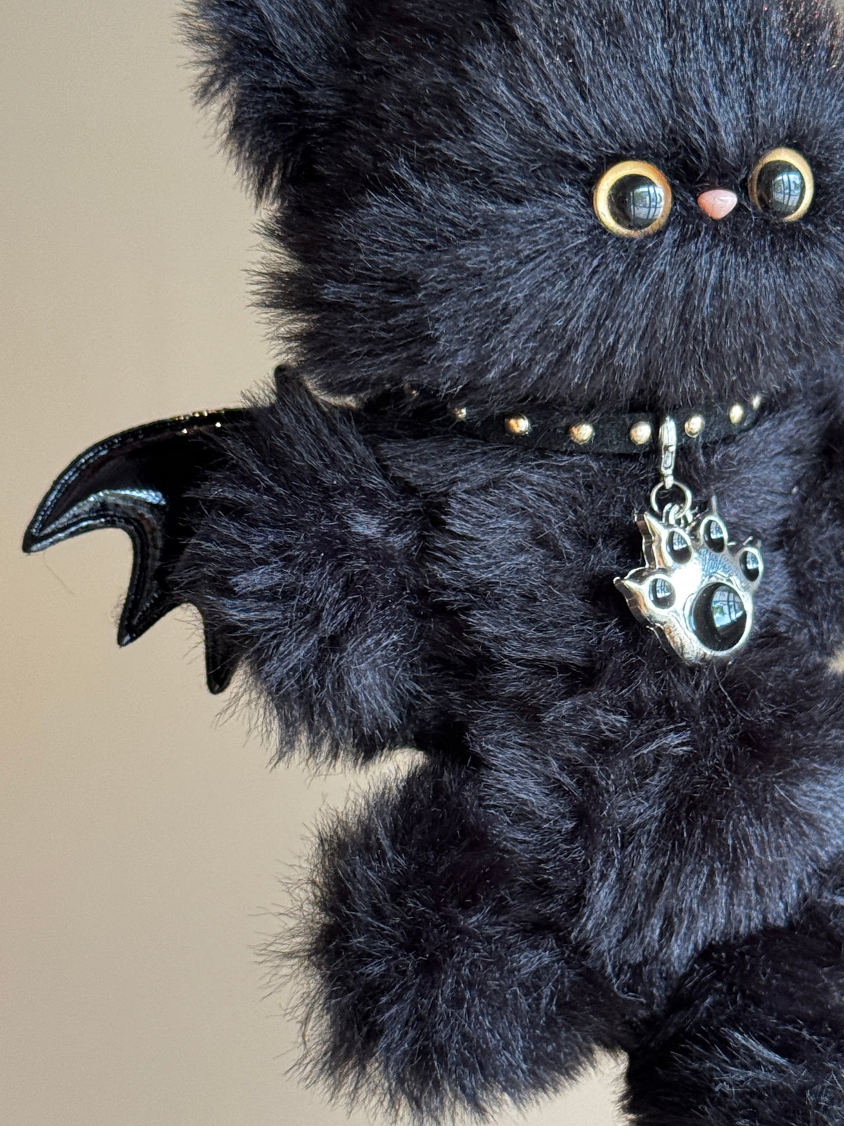 Black Bat Cat Plush Keychain