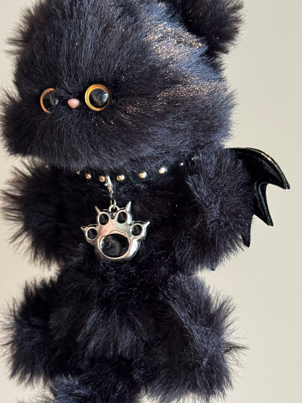 Black Bat Cat Plush Keychain