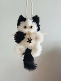 Eclipse Winged Cat Charm: Handmade Fuzzy Bag Charm