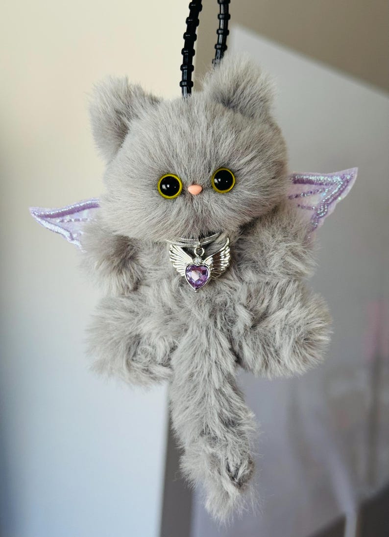 Butterfly Winged Kitten: Handmade Furry Bag Charm
