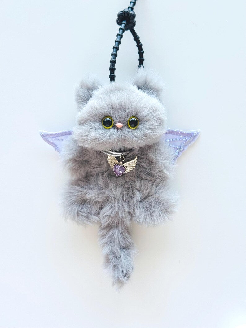 Butterfly Winged Kitten: Handmade Furry Bag Charm