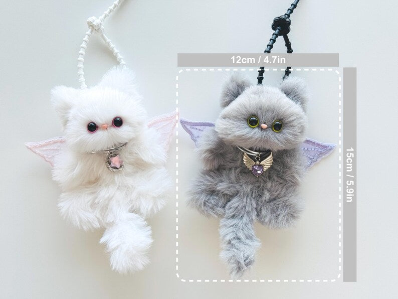 Butterfly Winged Kitten: Handmade Furry Bag Charm