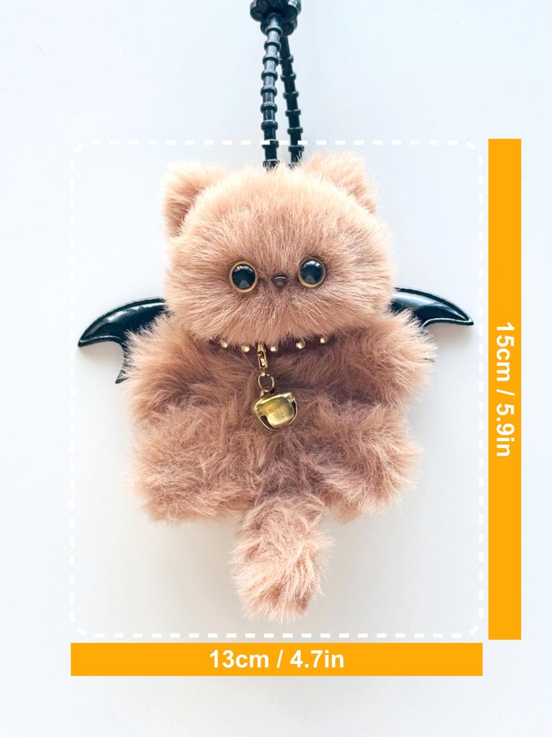 Winged Ginger Cat Charm: Golden Bell, Handmade Protector