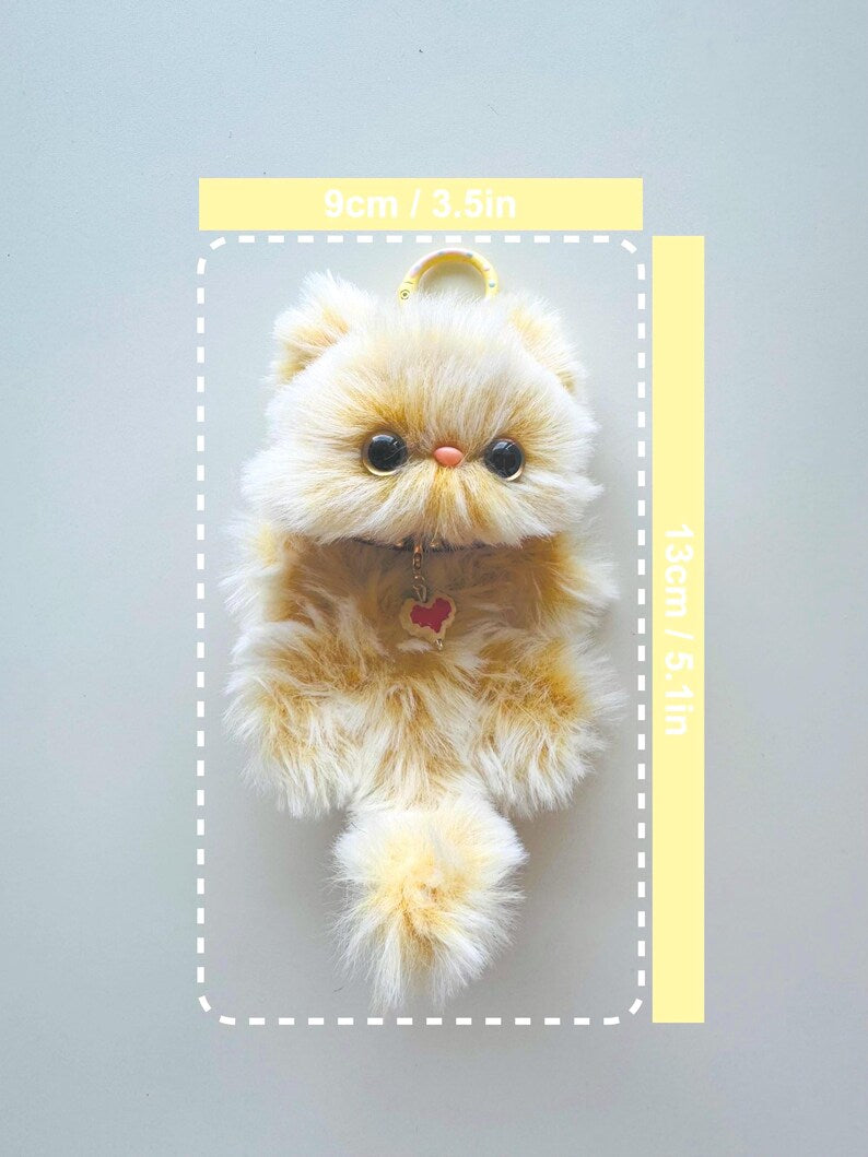 Furry Gradient Cat Keychain: Handmade Bag Charm