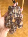 Leopard Print Cat Keychain: Handmade Fuzzy Bag Charm