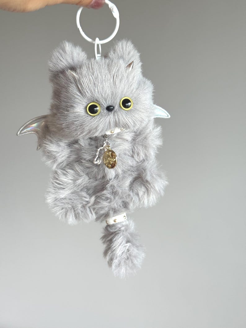 Demon Zodiac Cat Charm: Poseable Handmade Bag/Car Accessory