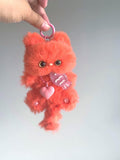 Orange Furry Cat Keychain: Handmade Fuzzy Bag Charm