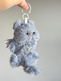 Skyshade Cat Keychain: Handmade Fuzzy Bag Charm