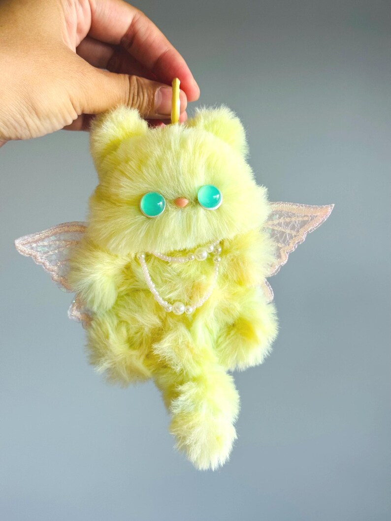 Enchanted Fairy Cat Keychain: Handmade Fuzzy Bag Charm