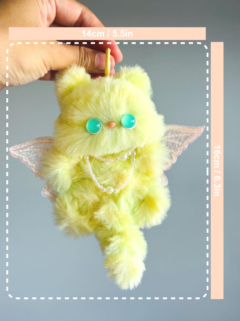Enchanted Fairy Cat Keychain: Handmade Fuzzy Bag Charm