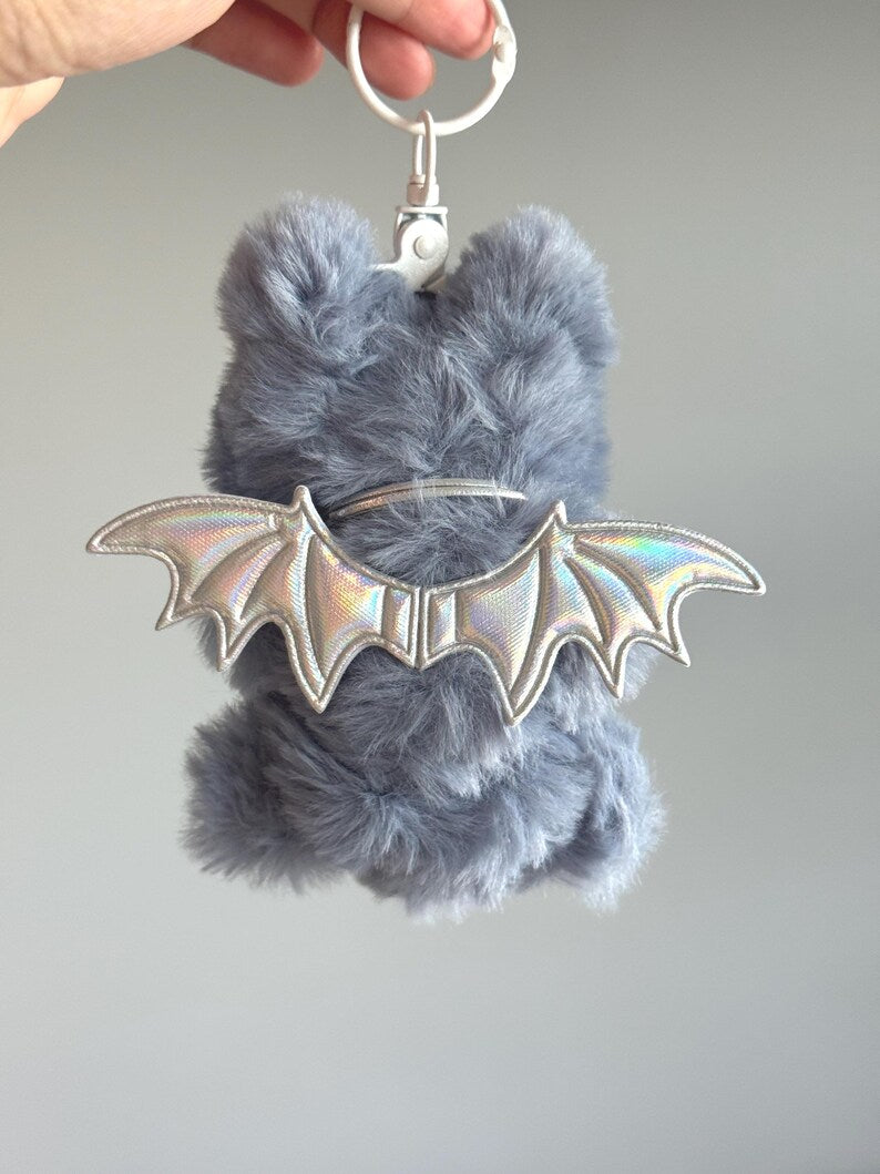 Skyshade Cat Keychain: Handmade Fuzzy Bag Charm