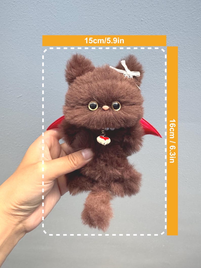 Chocolate Bat Cat Charm: Poseable Handmade Accessory