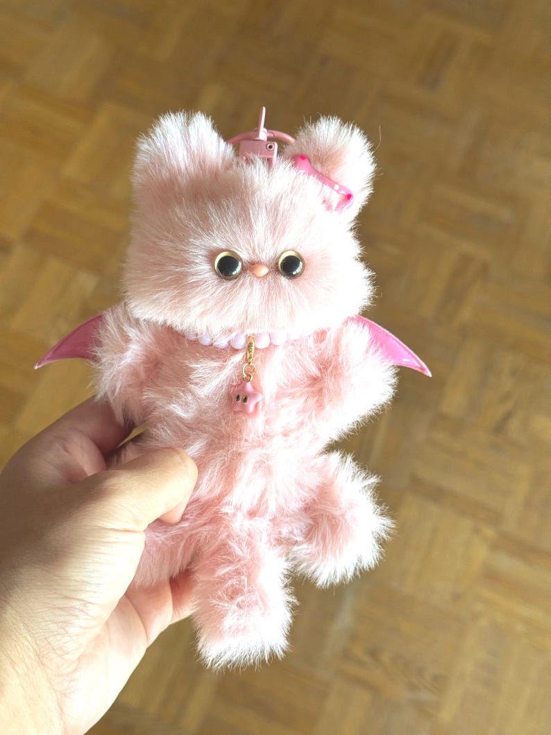 Pink Fairy Bat-Cat: Handmade Bag Charm
