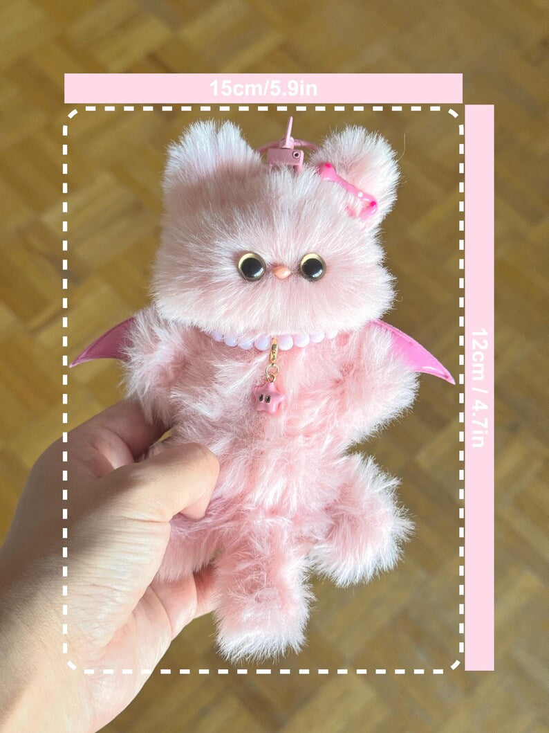 Pink Fairy Bat-Cat: Handmade Bag Charm