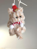 Christmas Kitty Keychain: Handmade Furry Charm