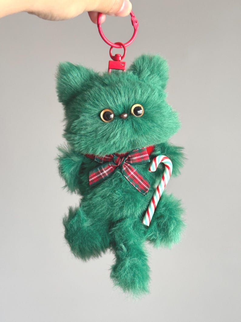 Handmade Green Christmas Kitty Charm