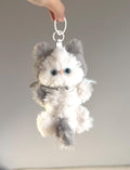 Fluffy Bicolor Bat-Cat: Silver Wing Bag Charm