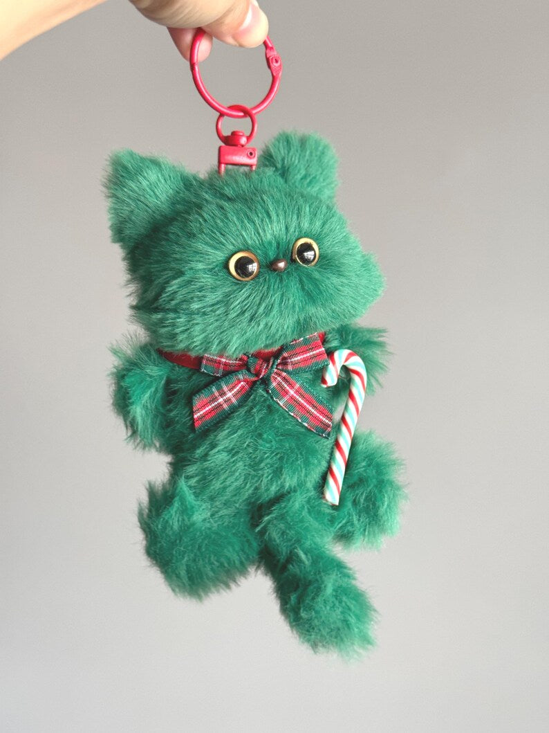 Handmade Green Christmas Kitty Charm