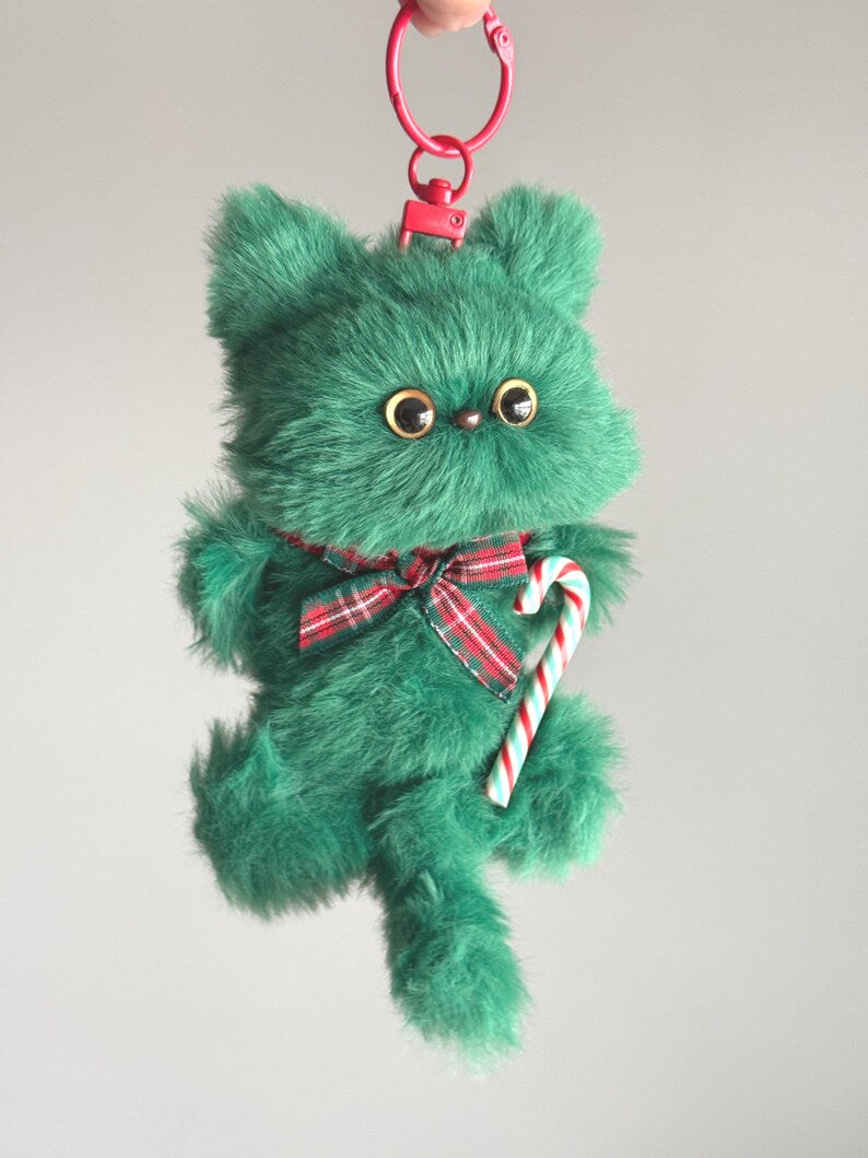 Handmade Green Christmas Kitty Charm