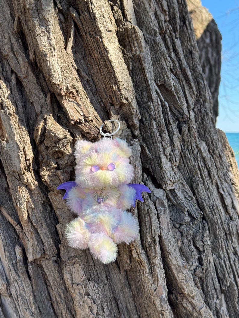 Sunshine Rainbow Forest Sprite: Handmade Bat Cat Charm