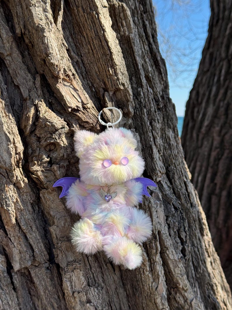 Sunshine Rainbow Forest Sprite: Handmade Bat Cat Charm