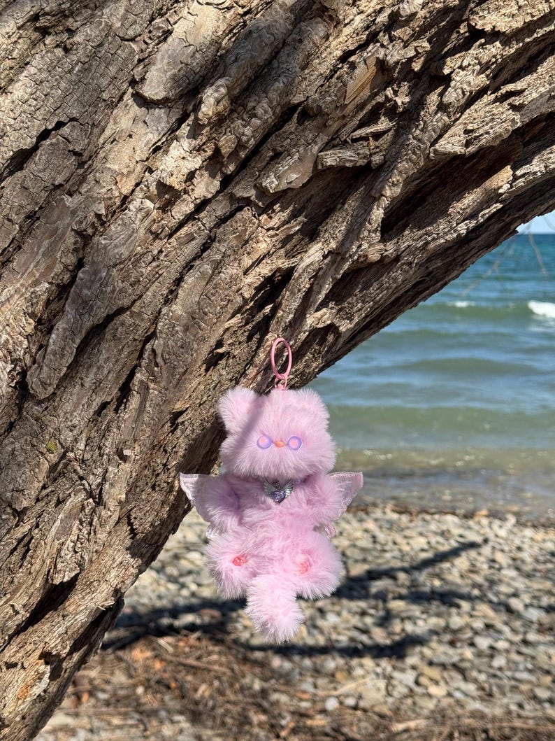 Pink Forest Sprite: Handmade Winged Kitty Charm