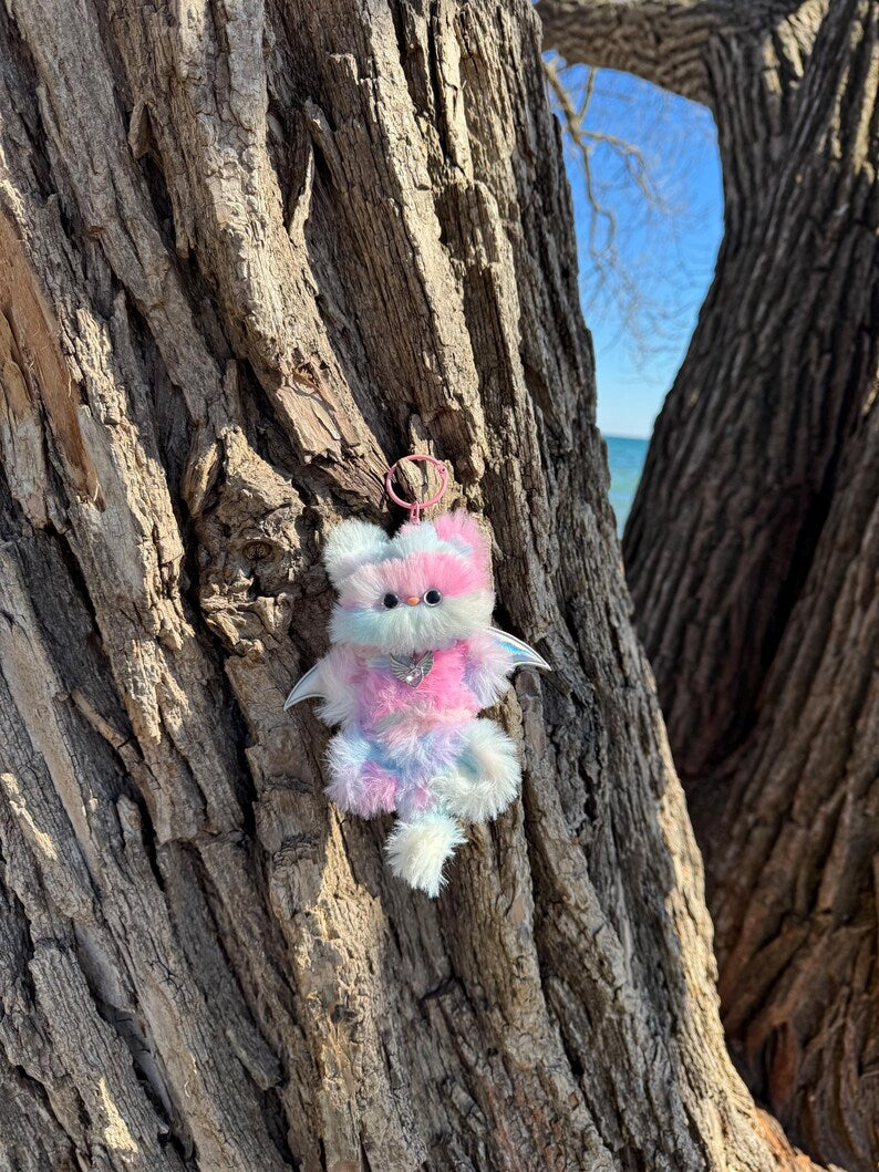 Rainbow Forest Sprite: Handmade Bat Kitty Charm